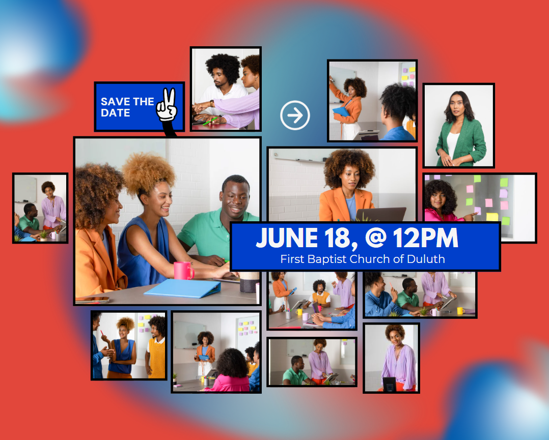 Save the date — June 18 at 12PM, First Baptist Church of Duluth